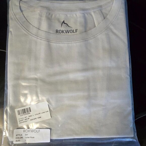 NWT ROKWOLF ESCAPE TANK TOP LUNAR ROCK PIMA COTTON/MODAL/SPANDEX OVERSIZED LARGE - Picture 9 of 10